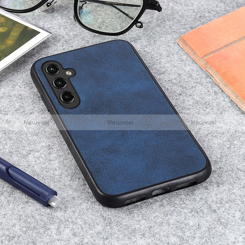 Soft Luxury Leather Snap On Case Cover B08H for Samsung Galaxy M44 5G Blue