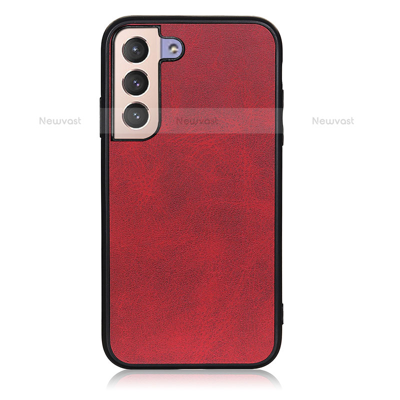 Soft Luxury Leather Snap On Case Cover B08H for Samsung Galaxy S21 5G Red