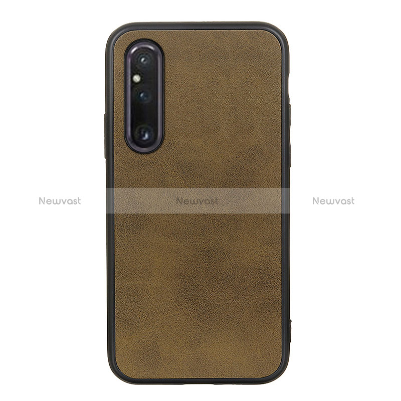 Soft Luxury Leather Snap On Case Cover B08H for Sony Xperia 1 V Green