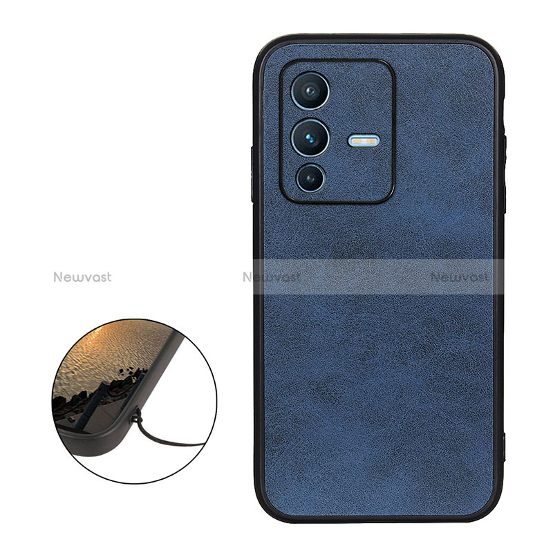 Soft Luxury Leather Snap On Case Cover B08H for Vivo V23 Pro 5G Blue