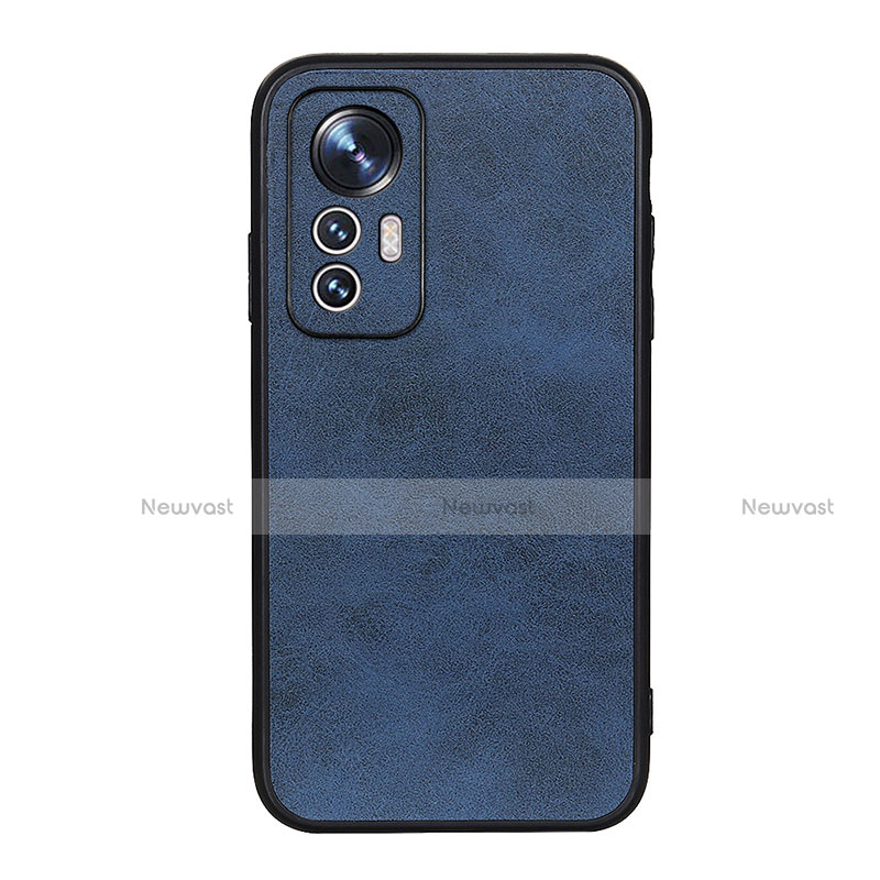 Soft Luxury Leather Snap On Case Cover B08H for Xiaomi Mi 12 5G Blue