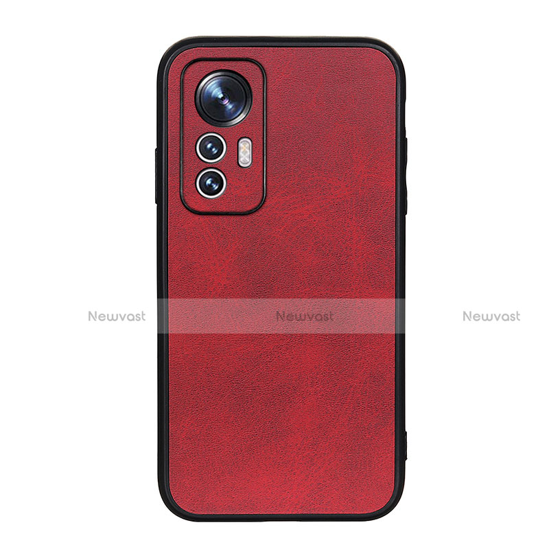 Soft Luxury Leather Snap On Case Cover B08H for Xiaomi Mi 12 5G Red