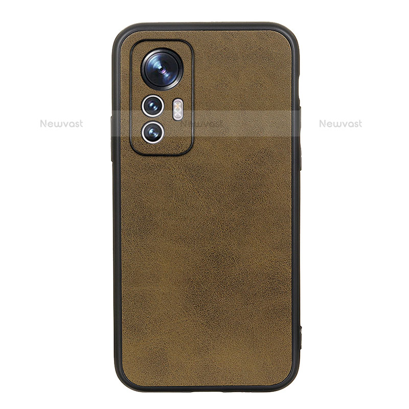 Soft Luxury Leather Snap On Case Cover B08H for Xiaomi Mi 12 Lite 5G Light Brown