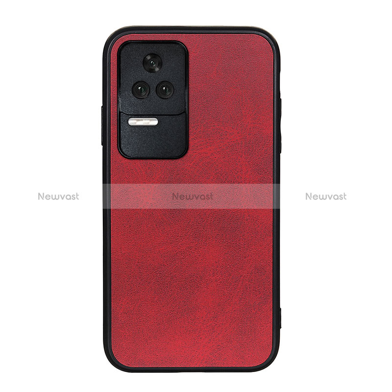 Soft Luxury Leather Snap On Case Cover B08H for Xiaomi Poco F4 5G Red