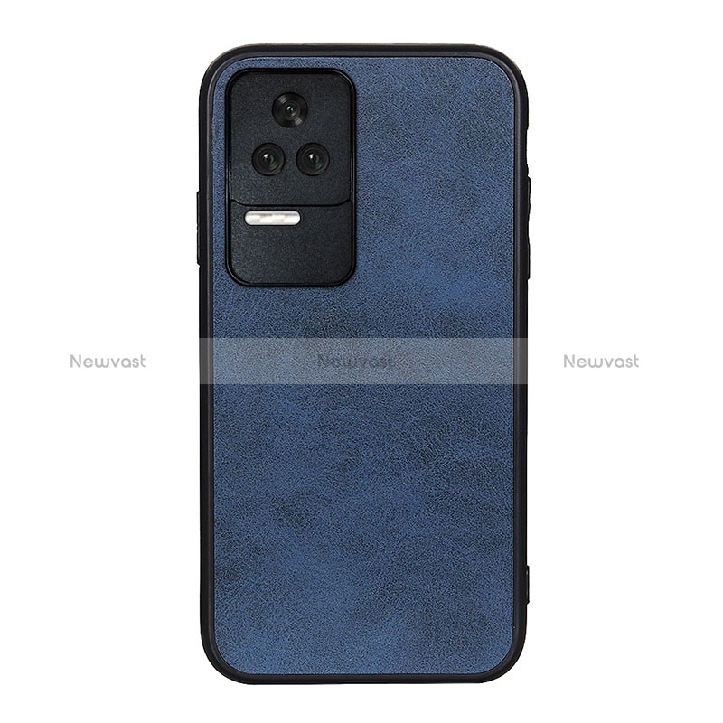 Soft Luxury Leather Snap On Case Cover B08H for Xiaomi Redmi K50 5G Blue