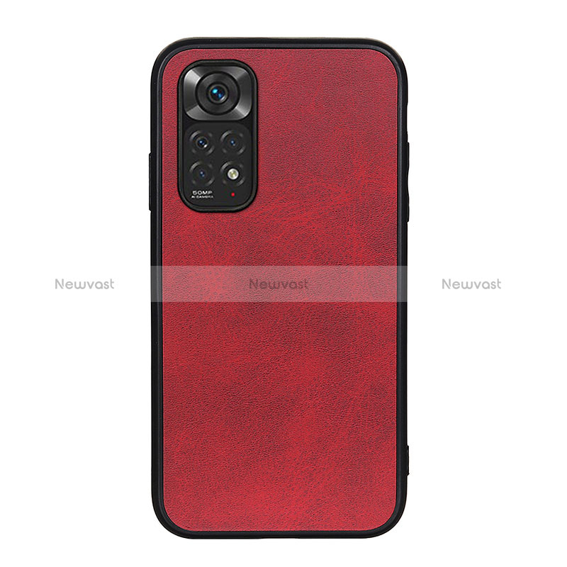 Soft Luxury Leather Snap On Case Cover B08H for Xiaomi Redmi Note 11 4G (2022) Red