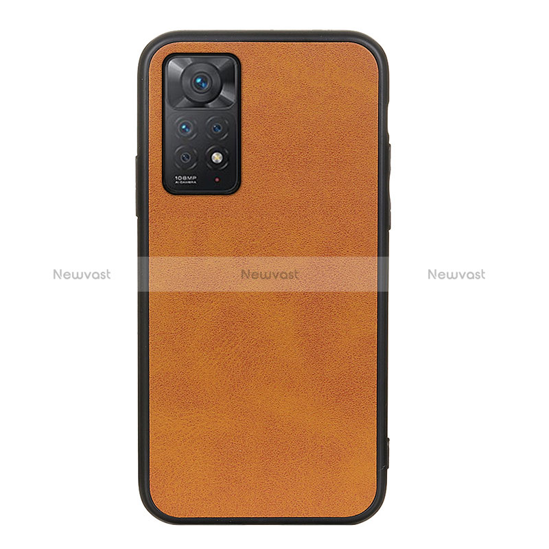 Soft Luxury Leather Snap On Case Cover B08H for Xiaomi Redmi Note 11 Pro 4G Brown