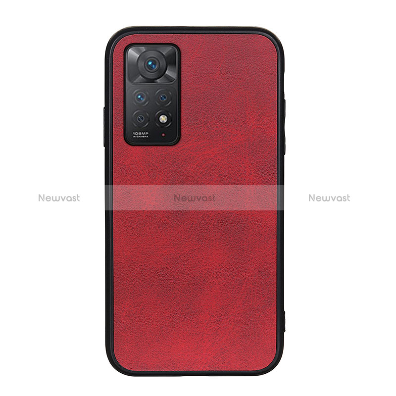 Soft Luxury Leather Snap On Case Cover B08H for Xiaomi Redmi Note 11 Pro 4G Red