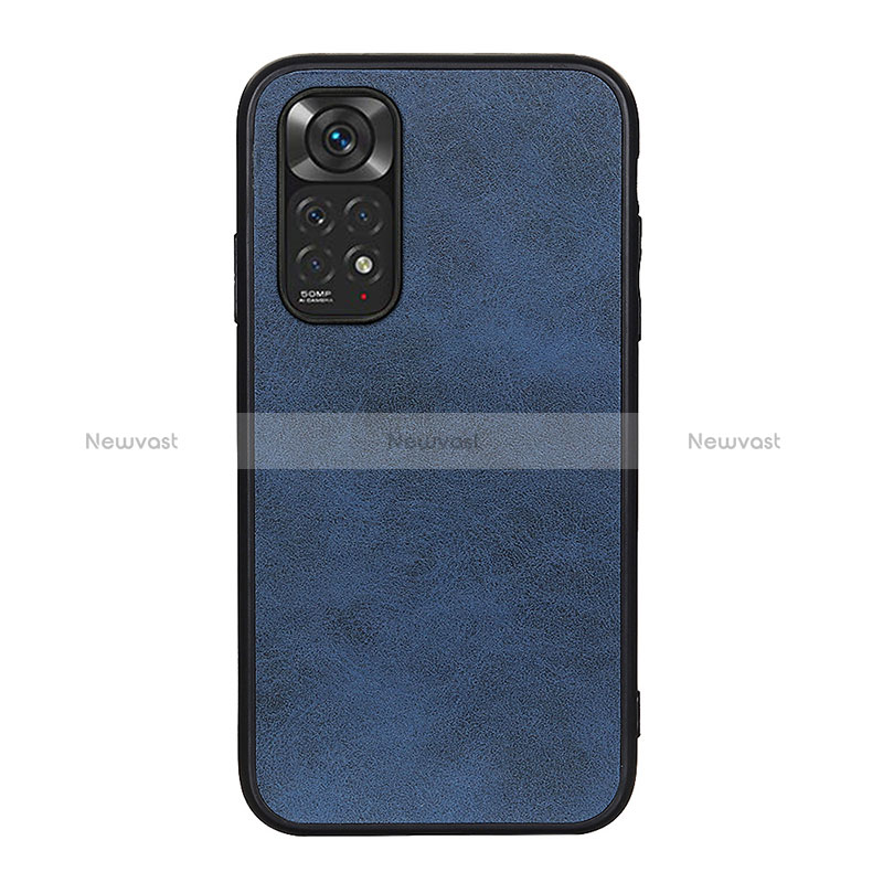 Soft Luxury Leather Snap On Case Cover B08H for Xiaomi Redmi Note 11S 4G Blue