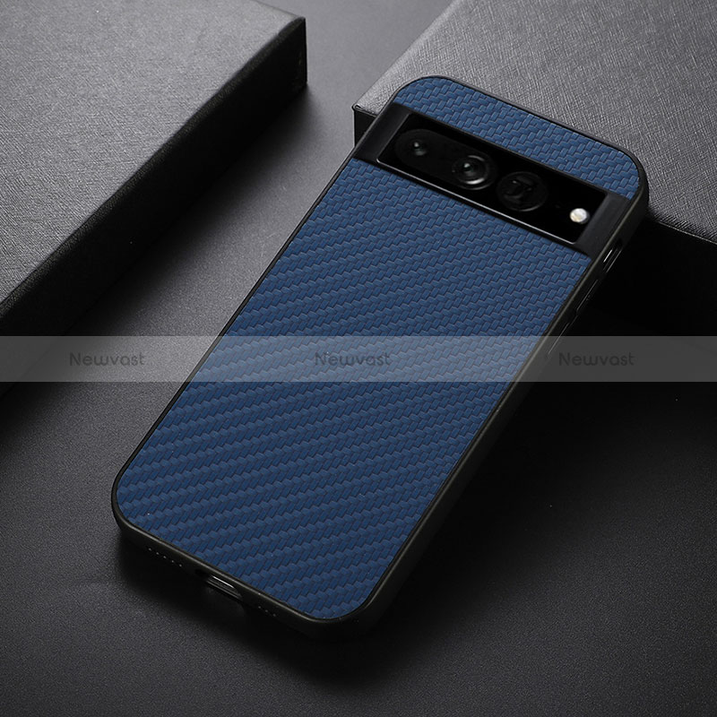 Soft Luxury Leather Snap On Case Cover B09H for Google Pixel 7 Pro 5G Blue