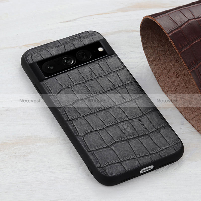 Soft Luxury Leather Snap On Case Cover B12H for Google Pixel 7 Pro 5G Black