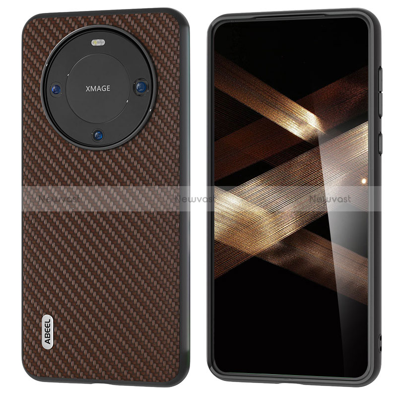 Soft Luxury Leather Snap On Case Cover BH3 for Huawei Mate 60 Brown