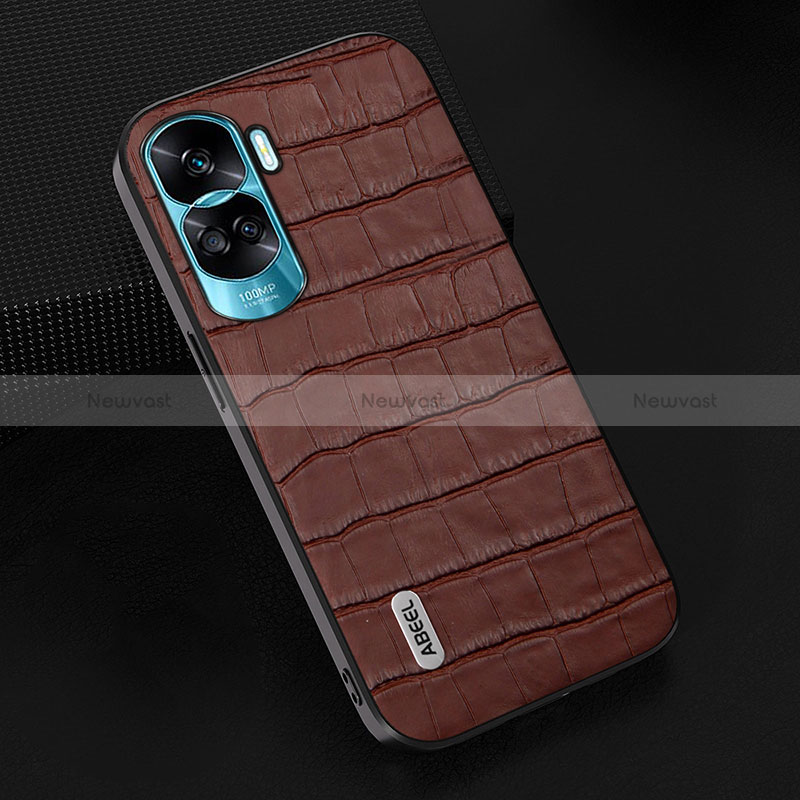 Soft Luxury Leather Snap On Case Cover BH5 for Huawei Honor 90 Lite 5G Brown