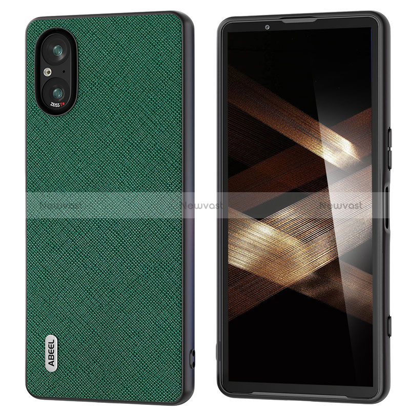 Soft Luxury Leather Snap On Case Cover BH5 for Sony Xperia 5 V Green