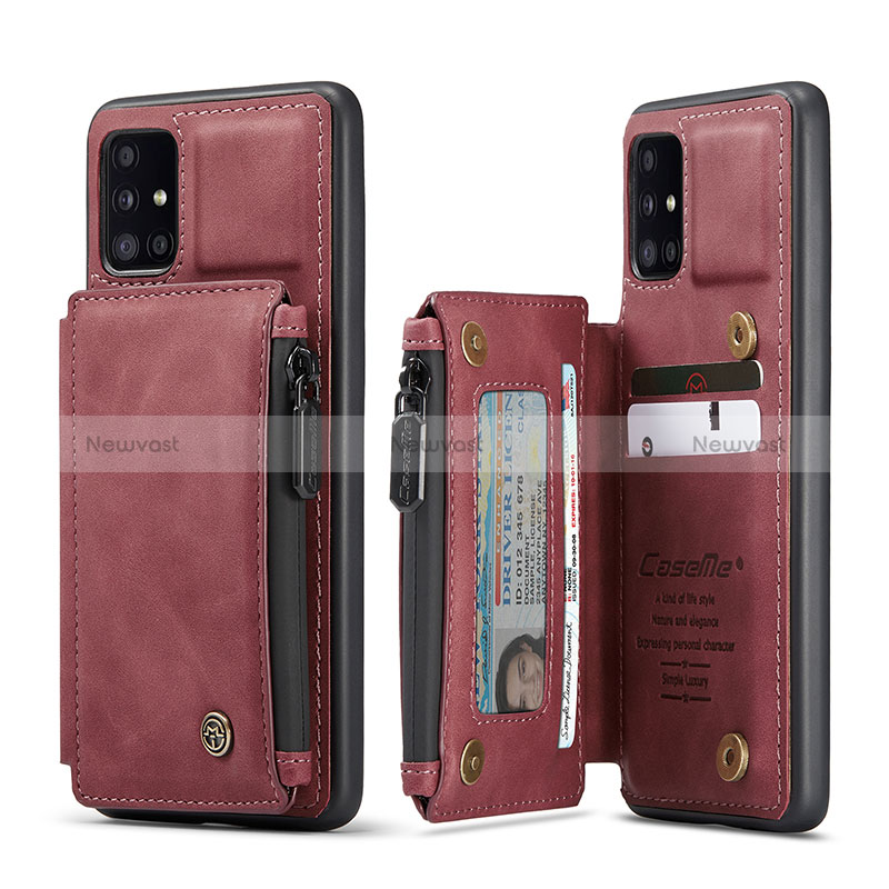 Soft Luxury Leather Snap On Case Cover C01S for Samsung Galaxy A51 5G Red