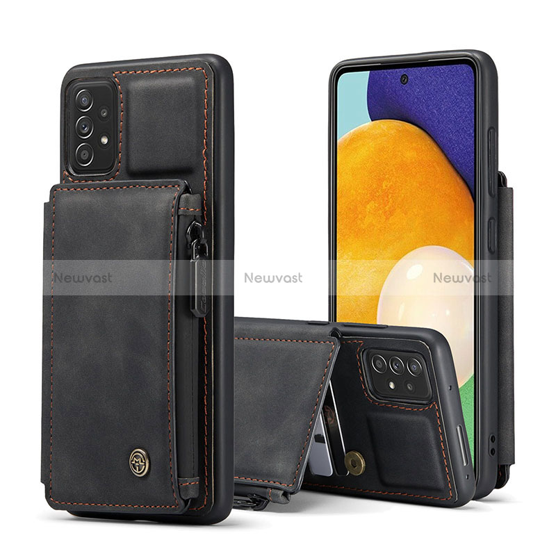 Soft Luxury Leather Snap On Case Cover C01S for Samsung Galaxy A52 4G Black