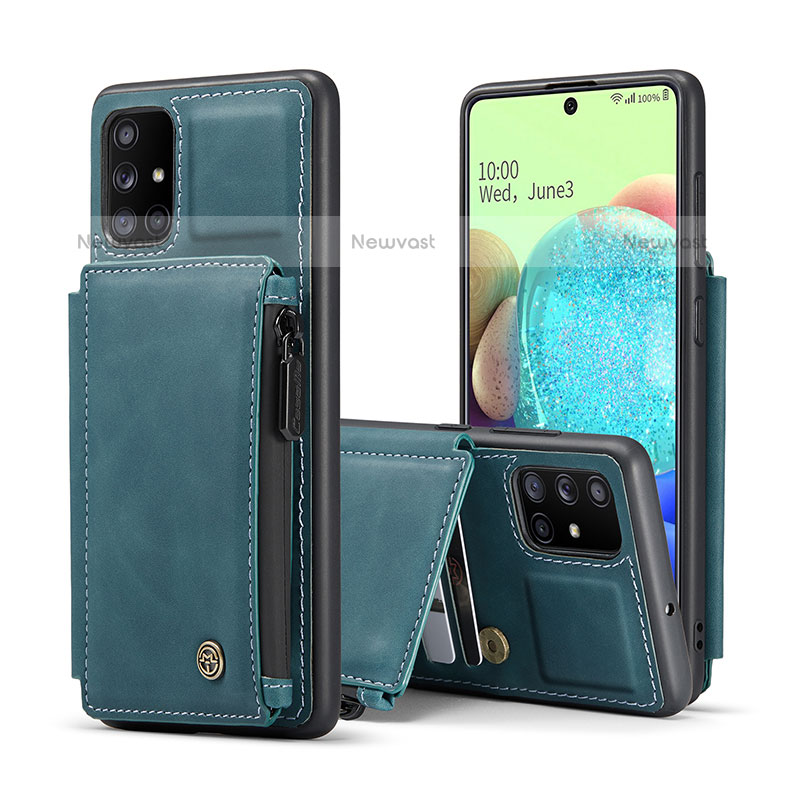 Soft Luxury Leather Snap On Case Cover C01S for Samsung Galaxy A71 4G A715 Blue