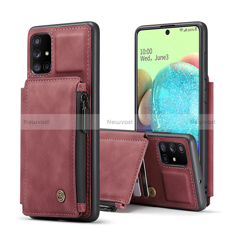 Soft Luxury Leather Snap On Case Cover C01S for Samsung Galaxy A71 5G Red