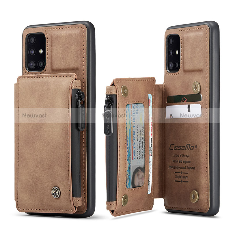 Soft Luxury Leather Snap On Case Cover C01S for Samsung Galaxy M40S Light Brown