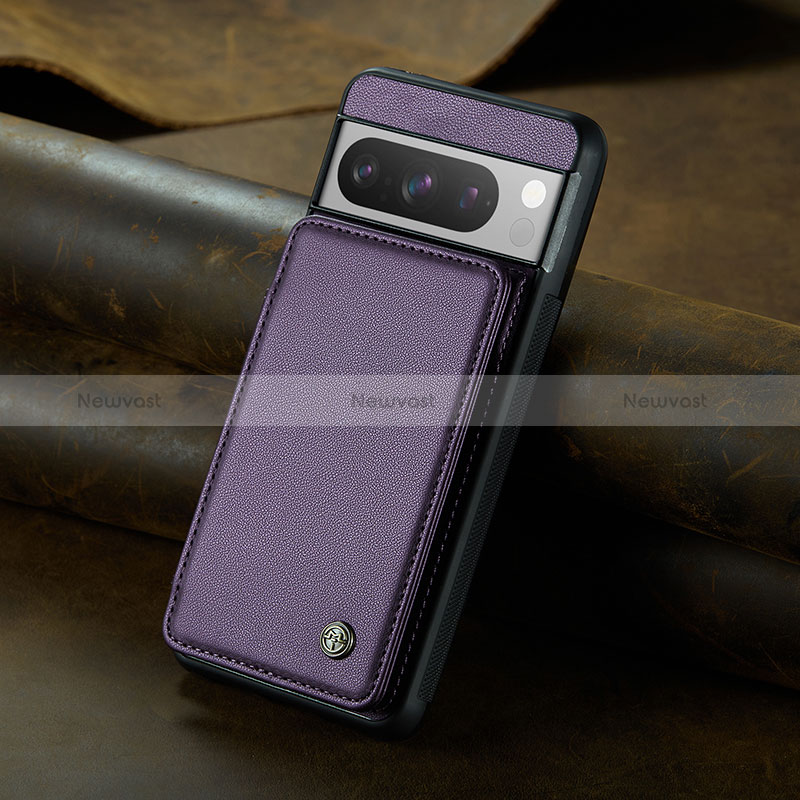 Soft Luxury Leather Snap On Case Cover C02S for Google Pixel 8 Pro 5G Purple