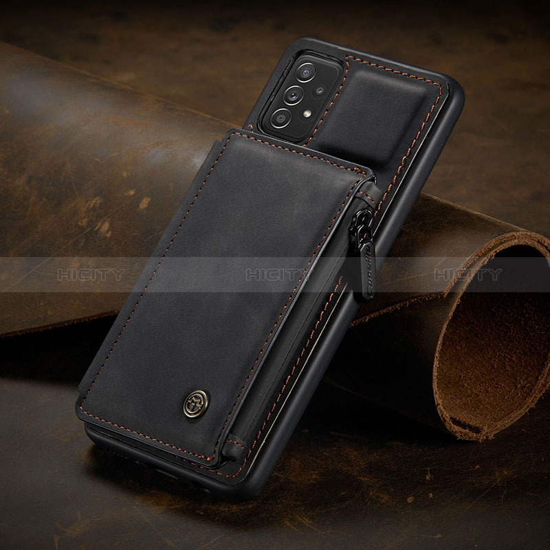 Soft Luxury Leather Snap On Case Cover C02S for Samsung Galaxy A72 4G Black