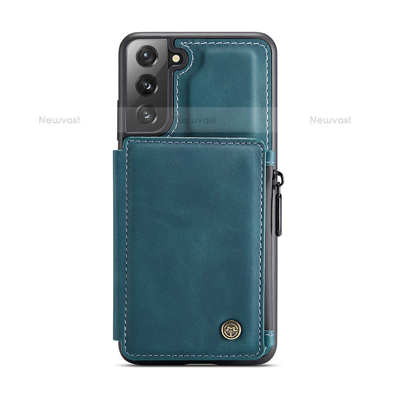 Soft Luxury Leather Snap On Case Cover C02S for Samsung Galaxy S21 5G Blue