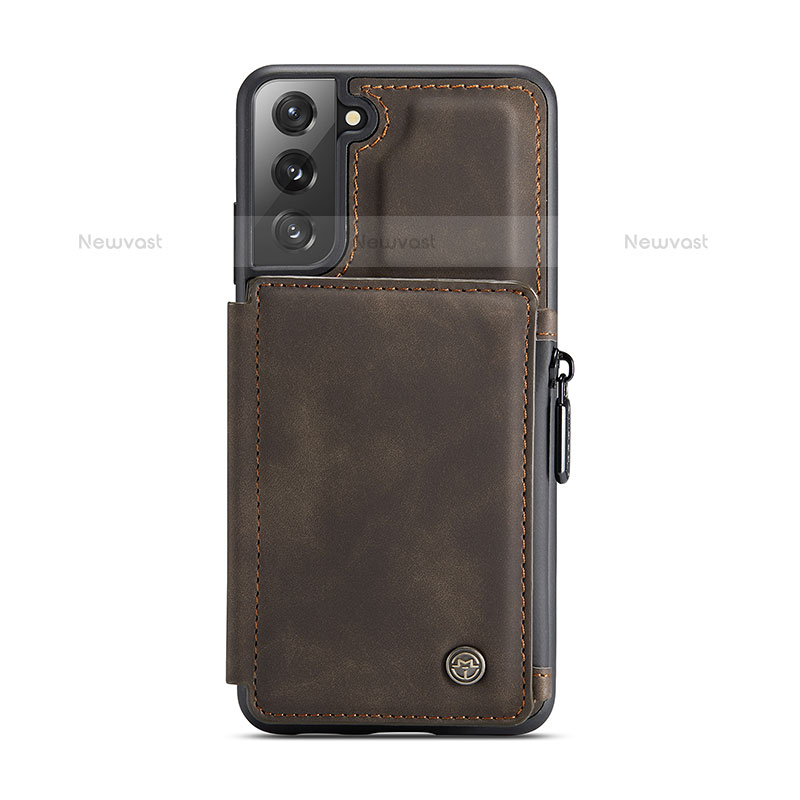 Soft Luxury Leather Snap On Case Cover C02S for Samsung Galaxy S21 FE 5G Brown