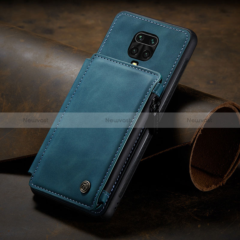 Soft Luxury Leather Snap On Case Cover C02S for Xiaomi Redmi Note 9 Pro Blue