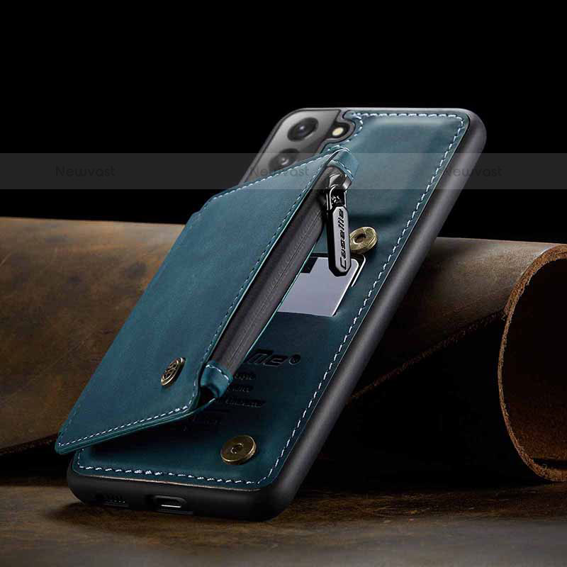 Soft Luxury Leather Snap On Case Cover C03S for Samsung Galaxy S21 5G Blue