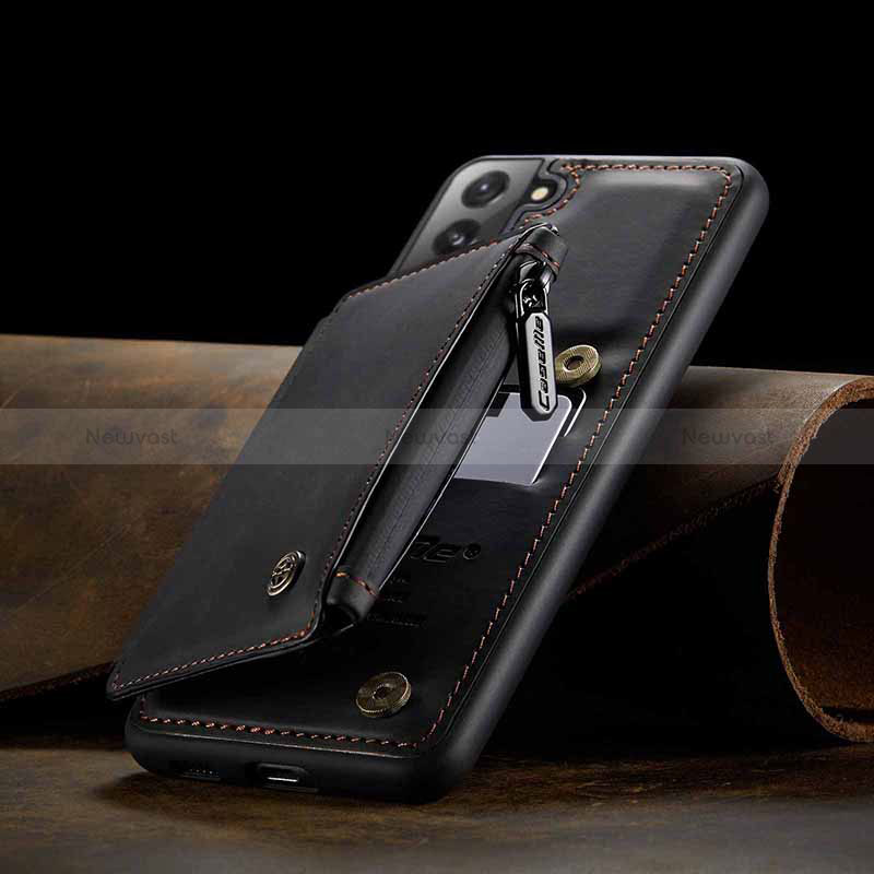 Soft Luxury Leather Snap On Case Cover C03S for Samsung Galaxy S22 Plus 5G Black