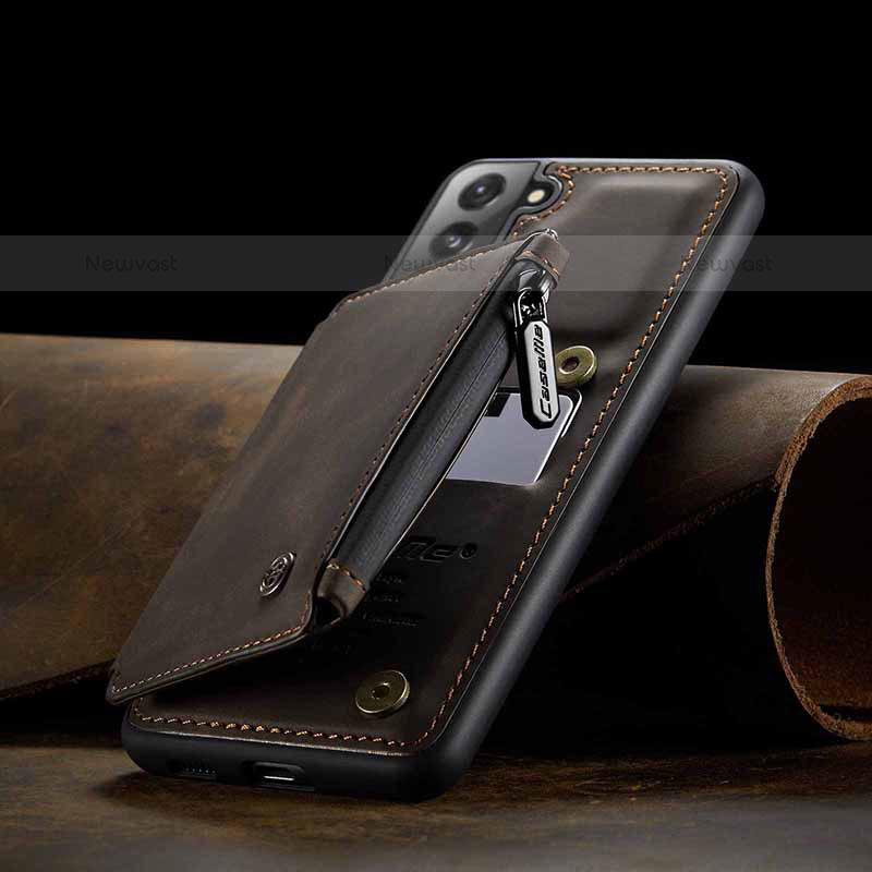 Soft Luxury Leather Snap On Case Cover C03S for Samsung Galaxy S23 Plus 5G Brown