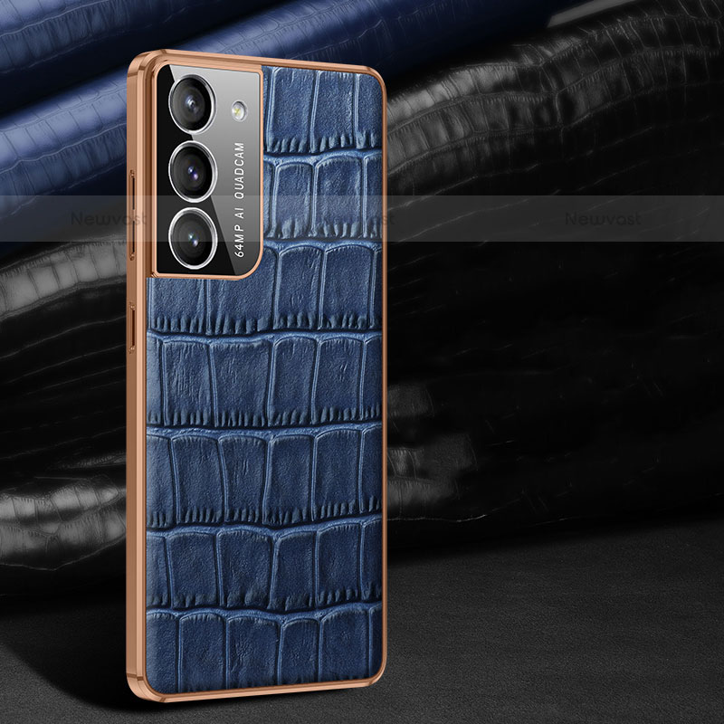 Soft Luxury Leather Snap On Case Cover C09 for Samsung Galaxy S21 FE 5G Blue