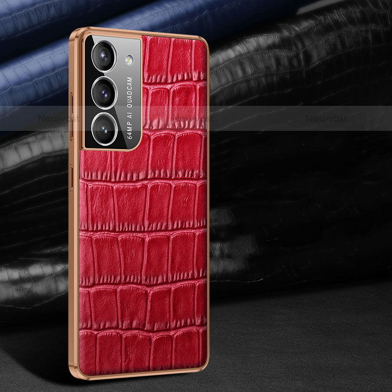 Soft Luxury Leather Snap On Case Cover C09 for Samsung Galaxy S21 Plus 5G Red