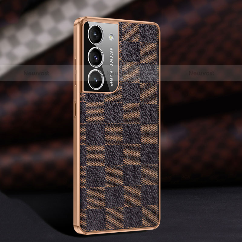 Soft Luxury Leather Snap On Case Cover C11 for Samsung Galaxy S21 5G Brown