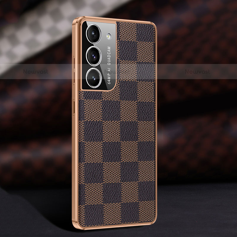 Soft Luxury Leather Snap On Case Cover C11 for Samsung Galaxy S23 5G Brown