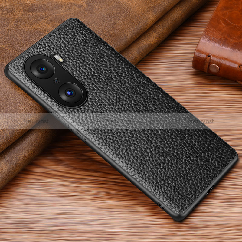 Soft Luxury Leather Snap On Case Cover DL1 for Huawei Honor 60 Pro 5G Black