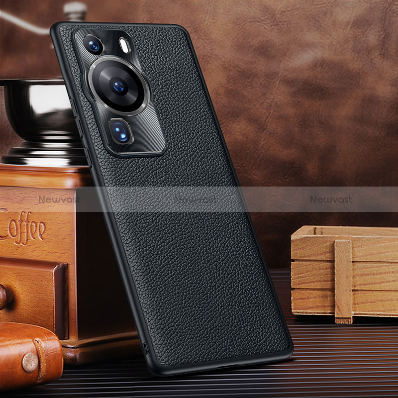 Soft Luxury Leather Snap On Case Cover DL1 for Huawei P60 Black