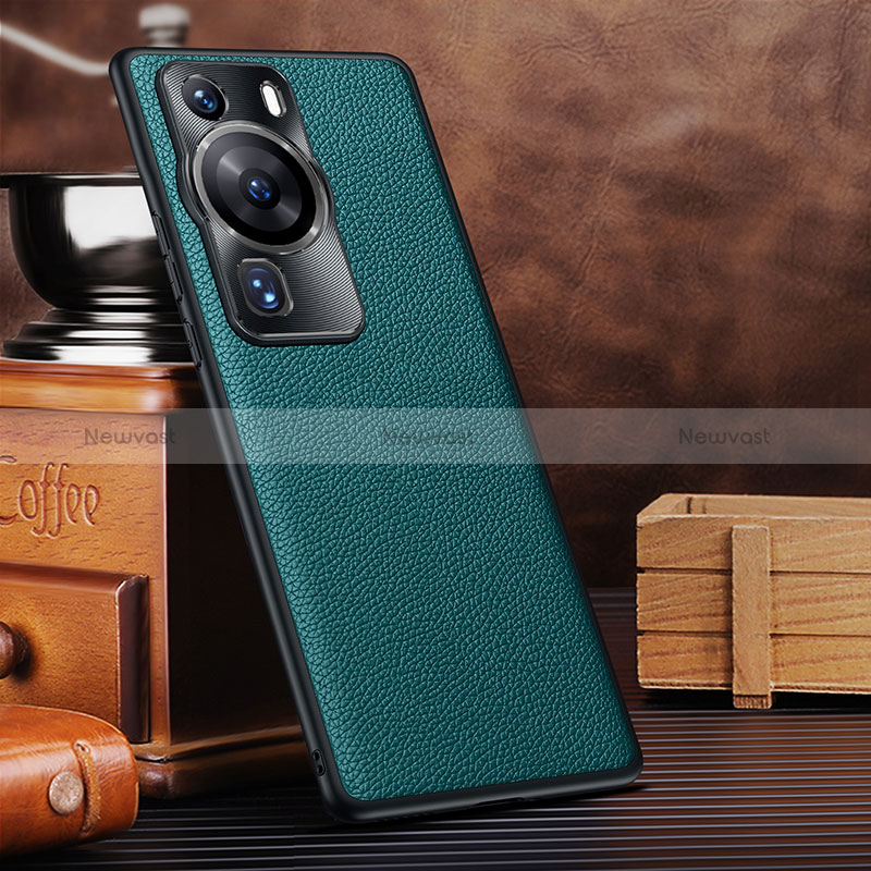 Soft Luxury Leather Snap On Case Cover DL1 for Huawei P60 Cyan