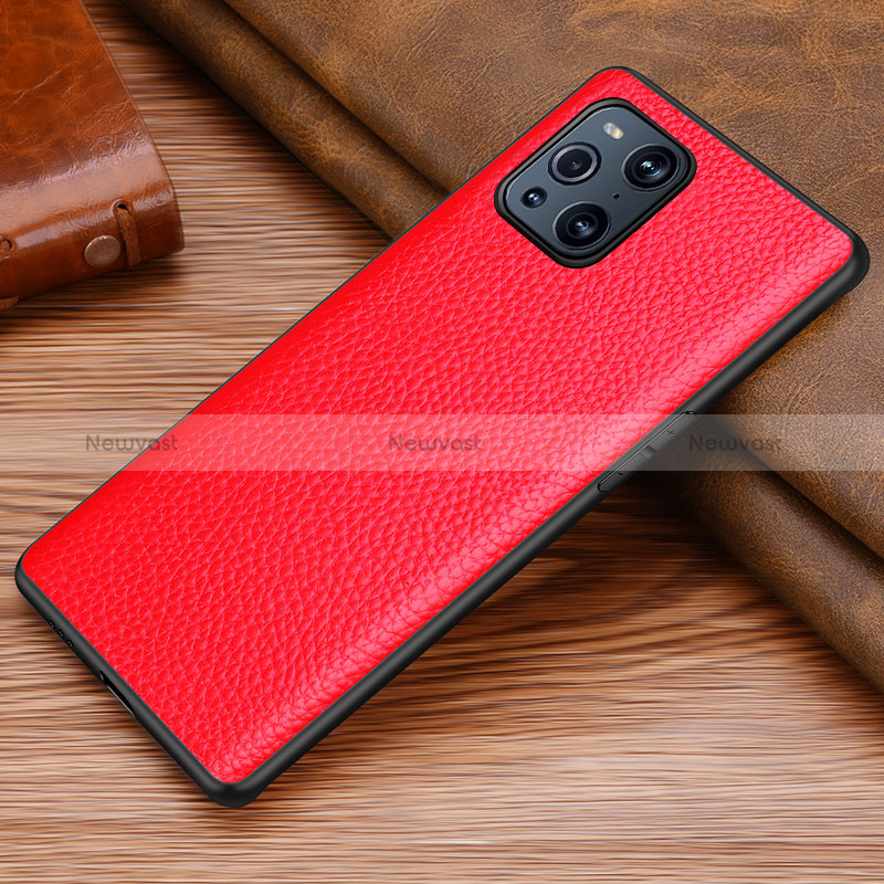 Soft Luxury Leather Snap On Case Cover DL1 for Oppo Find X3 5G Red