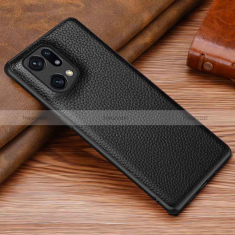 Soft Luxury Leather Snap On Case Cover DL1 for Oppo Find X5 5G Black