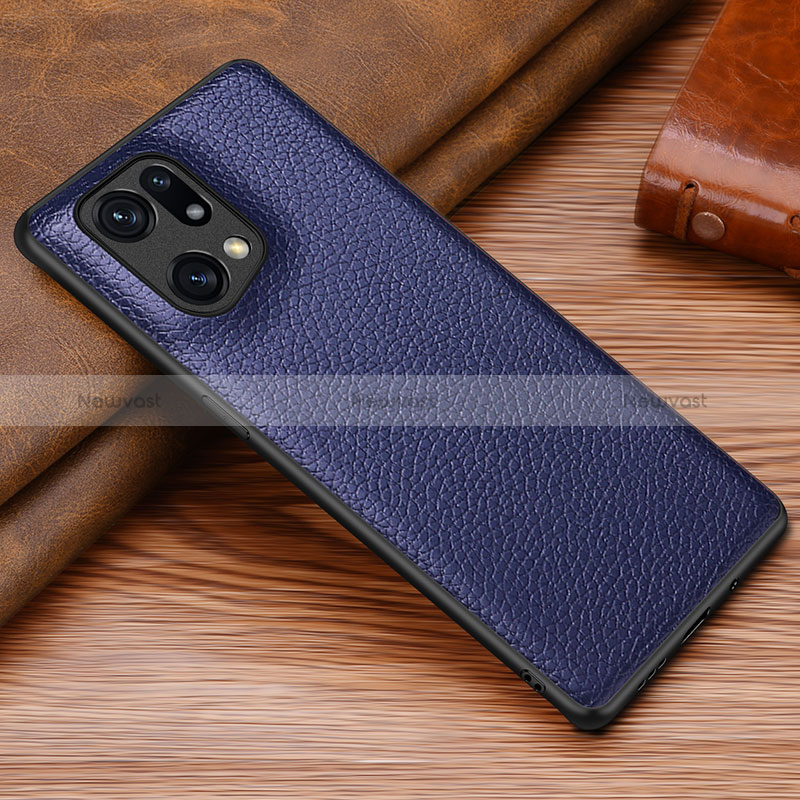 Soft Luxury Leather Snap On Case Cover DL1 for Oppo Find X5 5G Blue