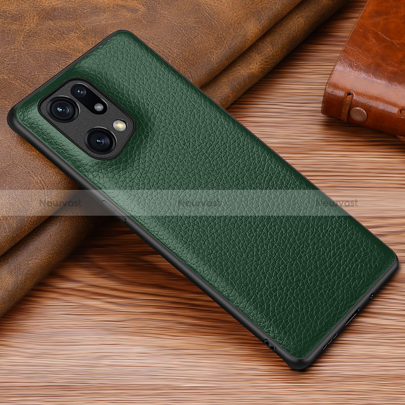 Soft Luxury Leather Snap On Case Cover DL1 for Oppo Find X5 5G Green