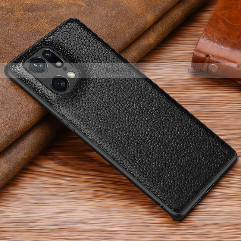 Soft Luxury Leather Snap On Case Cover DL1 for Oppo Find X5 Pro 5G Black