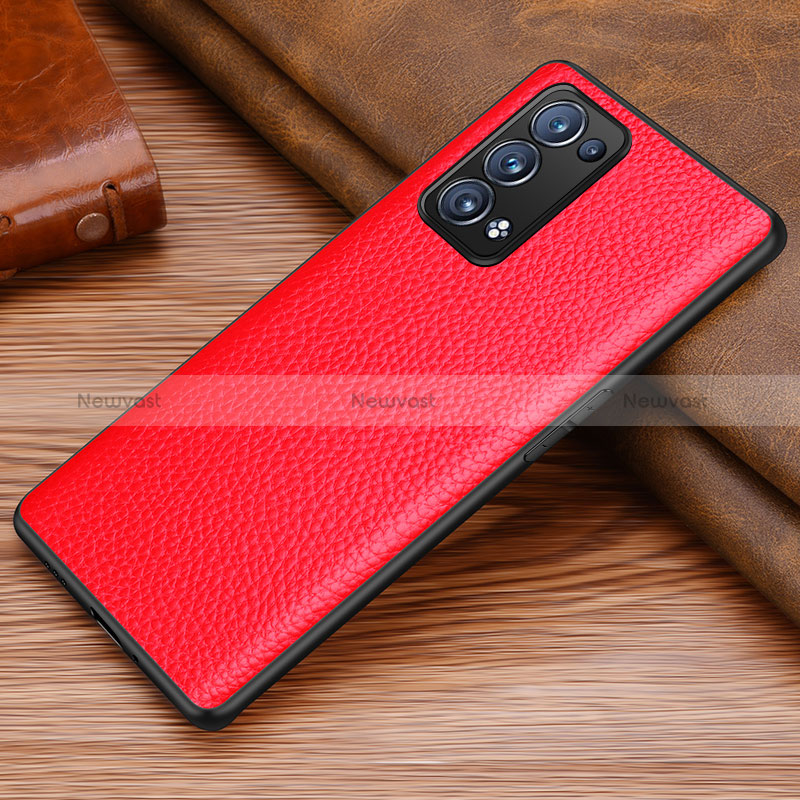 Soft Luxury Leather Snap On Case Cover DL1 for Oppo Reno6 Pro 5G Red