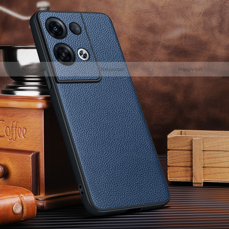 Soft Luxury Leather Snap On Case Cover DL1 for Oppo Reno9 Pro+ Plus 5G Blue