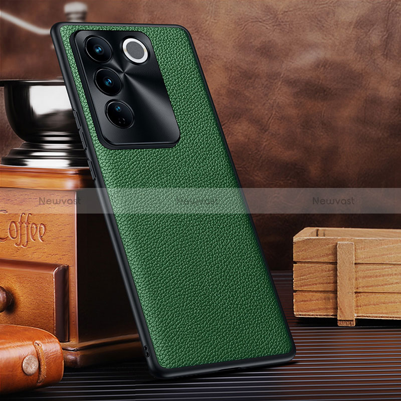 Soft Luxury Leather Snap On Case Cover DL1 for Vivo V27 Pro 5G Green