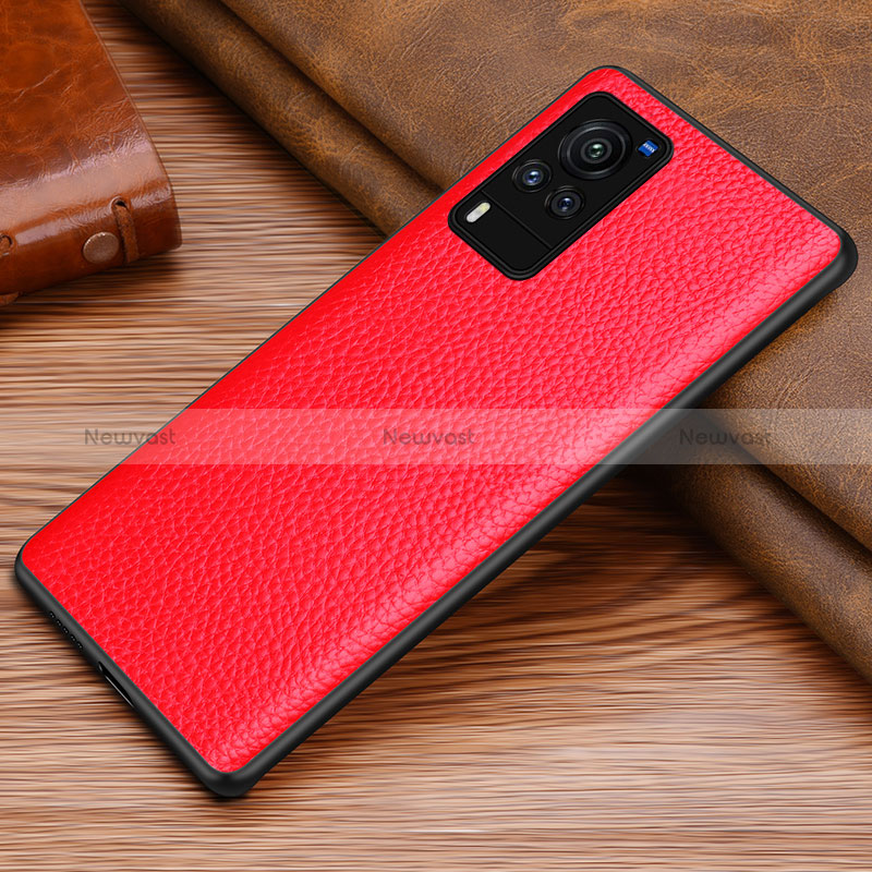 Soft Luxury Leather Snap On Case Cover DL1 for Vivo X60 Pro 5G Red