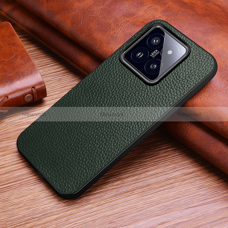 Soft Luxury Leather Snap On Case Cover DL1 for Xiaomi Mi 14 Pro 5G Green