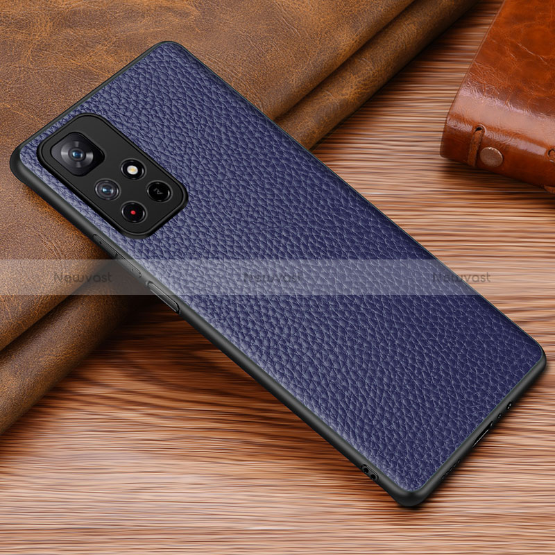 Soft Luxury Leather Snap On Case Cover DL1 for Xiaomi Redmi Note 11 5G Blue