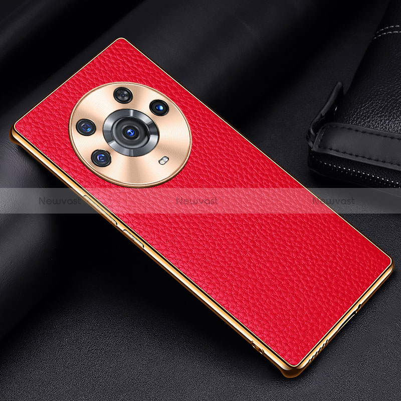 Soft Luxury Leather Snap On Case Cover DL2 for Huawei Honor Magic3 Pro 5G Red